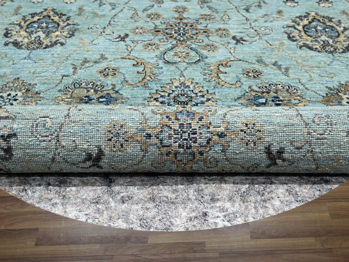 7'0" x 7'0" New Hand Knotted Blue Wool Round Oriental Rug - MOA10276138