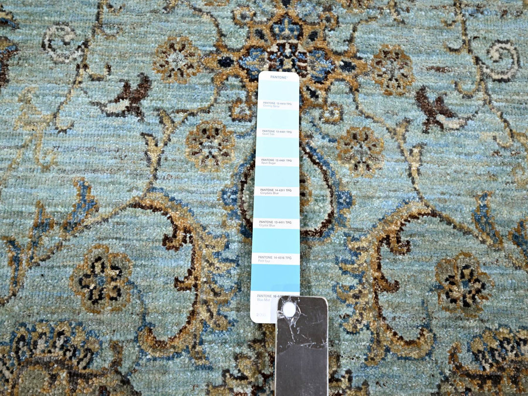 7'0" x 7'0" New Hand Knotted Blue Wool Round Oriental Rug - MOA10276138