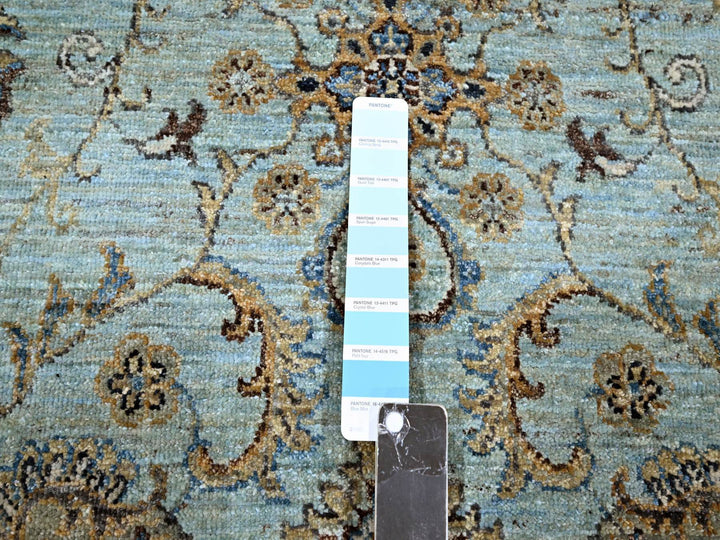 7'0" x 7'0" New Hand Knotted Blue Wool Round Oriental Rug - MOA10276138