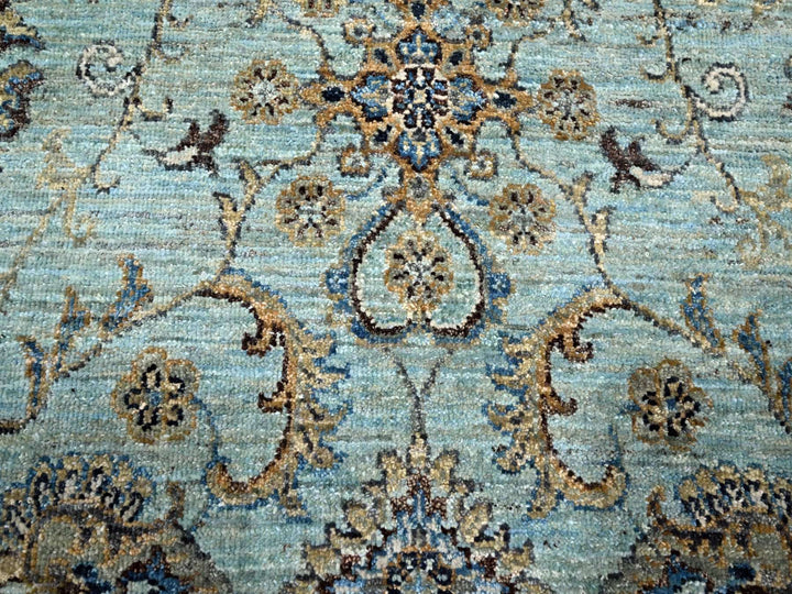 7'0" x 7'0" New Hand Knotted Blue Wool Round Oriental Rug - MOA10276138