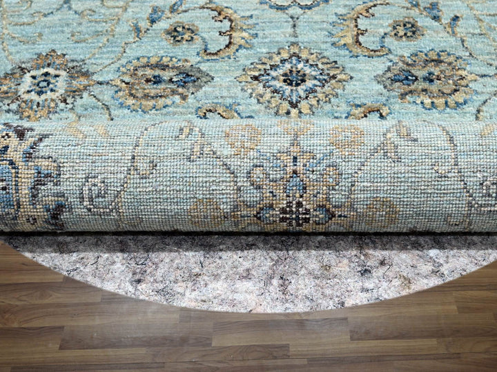 6'1" x 6'1" New Hand Knotted Blue Wool Round Oriental Rug - MOA10276139