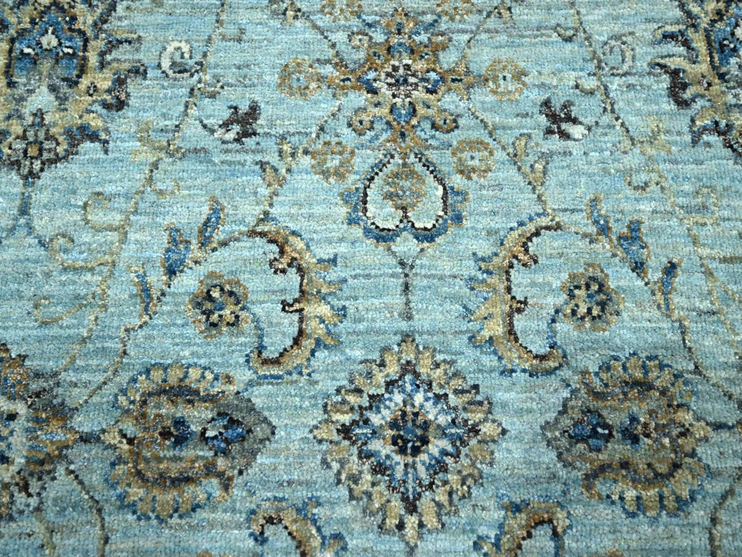 6'1" x 6'1" New Hand Knotted Blue Wool Round Oriental Rug - MOA10276139