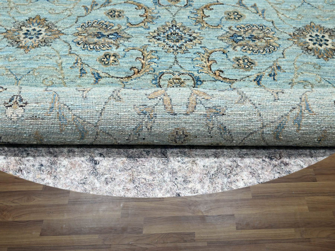 7'11" x 8'0" New Hand Knotted Blue Wool Round Oriental Rug - MOA10276140