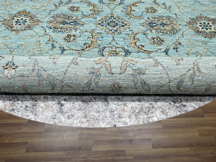 7'11" x 8'0" New Hand Knotted Blue Wool Round Oriental Rug - MOA10276140