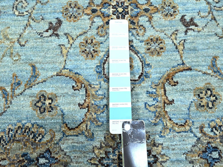 7'11" x 8'0" New Hand Knotted Blue Wool Round Oriental Rug - MOA10276140
