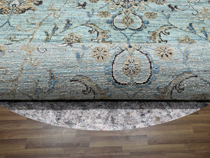 8'11" x 9'0" New Hand Knotted Blue Wool Round Oriental Rug - MOA10276142
