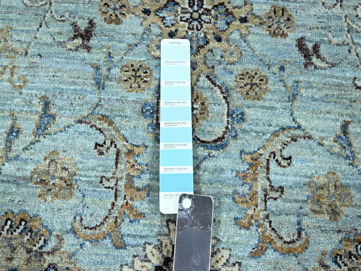 8'11" x 9'0" New Hand Knotted Blue Wool Round Oriental Rug - MOA10276142