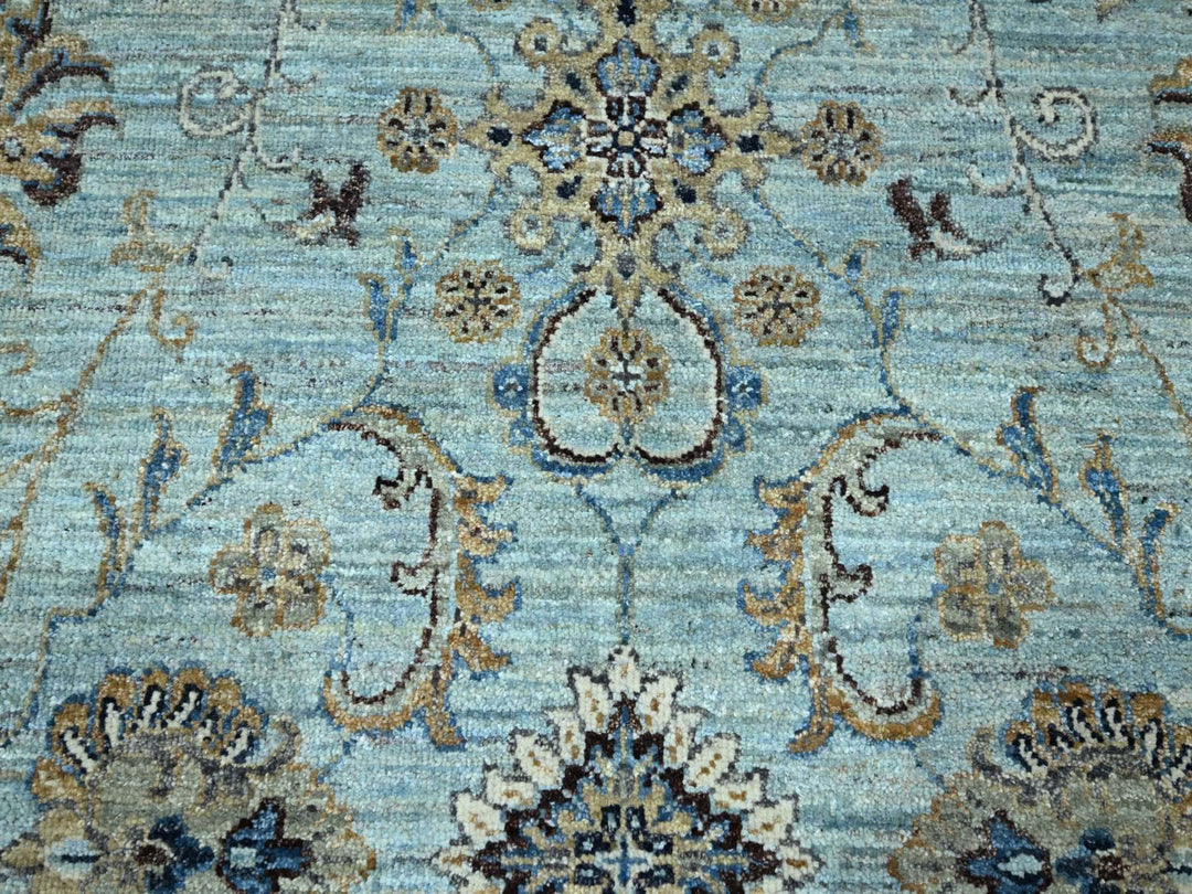 8'11" x 9'0" New Hand Knotted Blue Wool Round Oriental Rug - MOA10276142