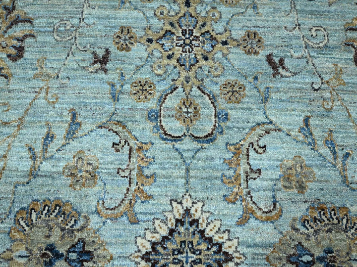 8'11" x 9'0" New Hand Knotted Blue Wool Round Oriental Rug - MOA10276142
