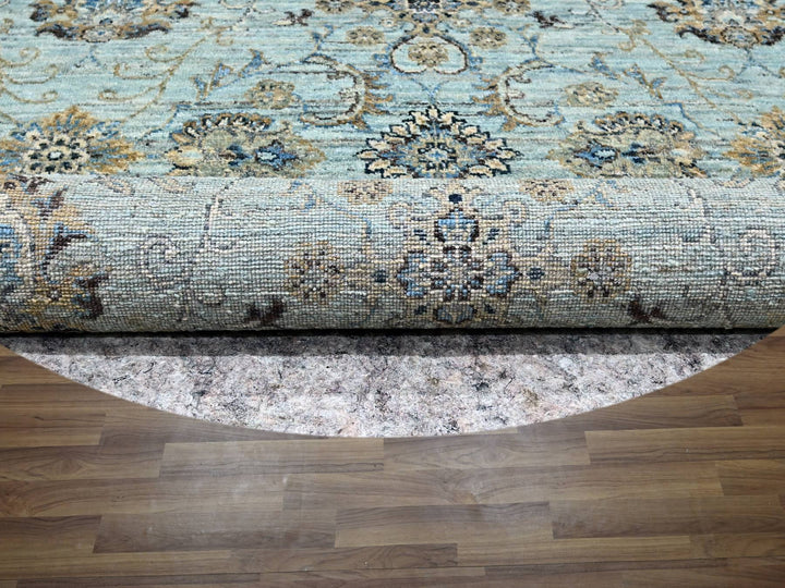 7'1" x 7'2" New Hand Knotted Blue Wool Round Oriental Rug - MOA10276143