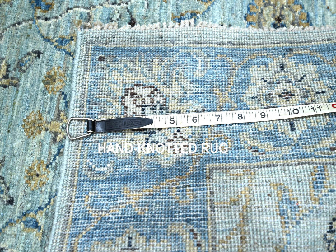 2'7" x 8'1" New Hand Knotted Blue Wool Runner Oriental Rug - MOA10276145