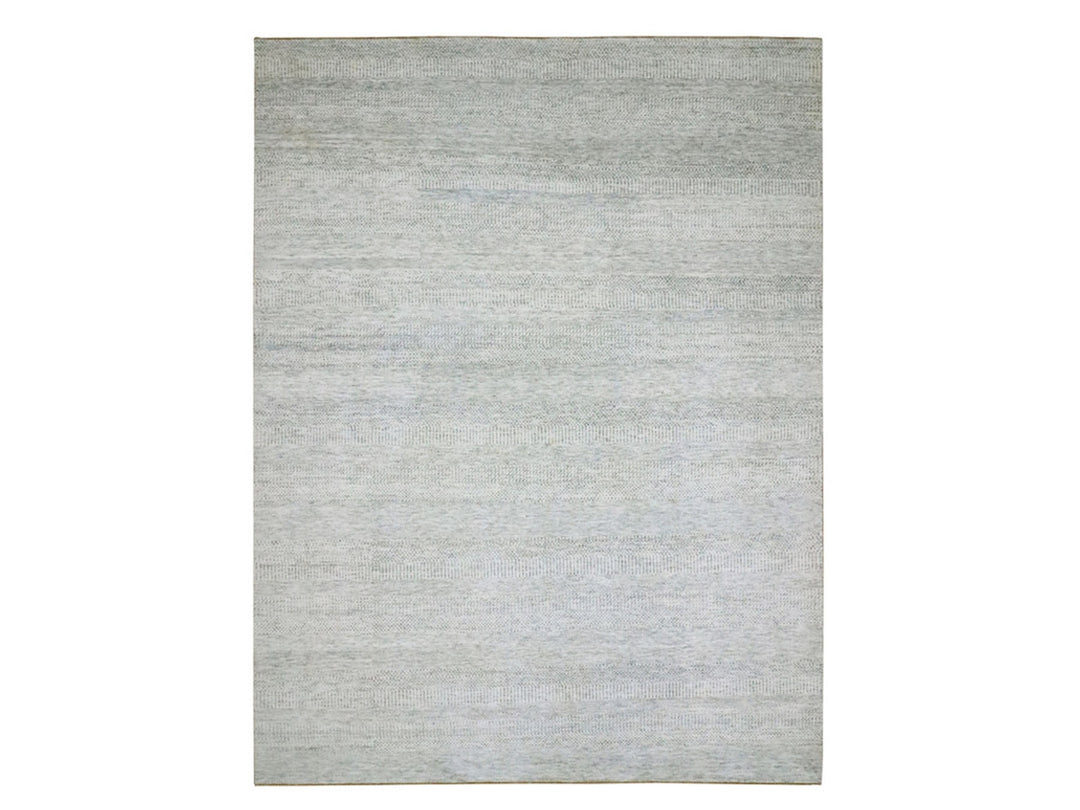 9'1" x 12'0" New Hand Knotted Ivory Wool Rectangle Oriental Rug - MOA10276146