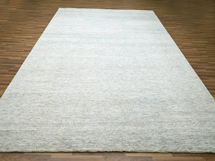 9'1" x 12'0" New Hand Knotted Ivory Wool Rectangle Oriental Rug - MOA10276146
