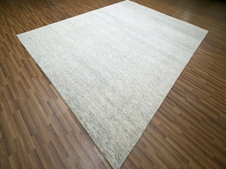 9'1" x 12'0" New Hand Knotted Ivory Wool Rectangle Oriental Rug - MOA10276146