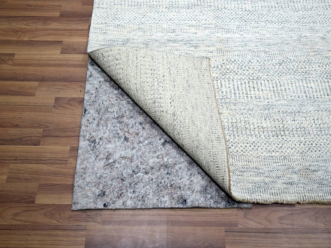 9'1" x 12'0" New Hand Knotted Ivory Wool Rectangle Oriental Rug - MOA10276146