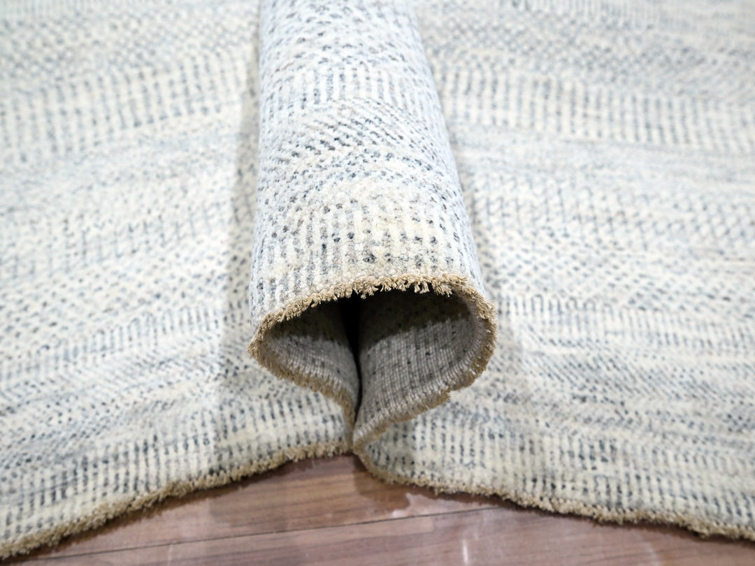 9'1" x 12'0" New Hand Knotted Ivory Wool Rectangle Oriental Rug - MOA10276146