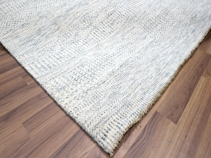 9'1" x 12'0" New Hand Knotted Ivory Wool Rectangle Oriental Rug - MOA10276146