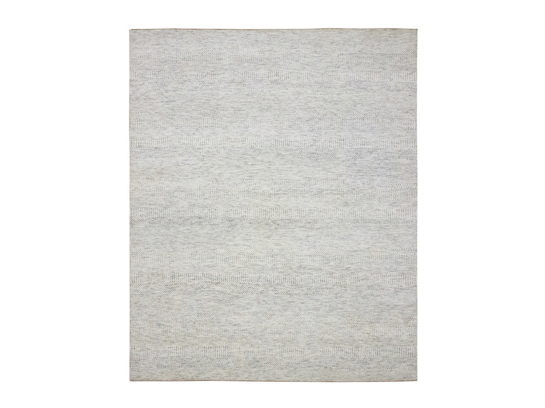 8'2" x 10'0" New Hand Knotted Ivory Wool Rectangle Oriental Rug - MOA10276147