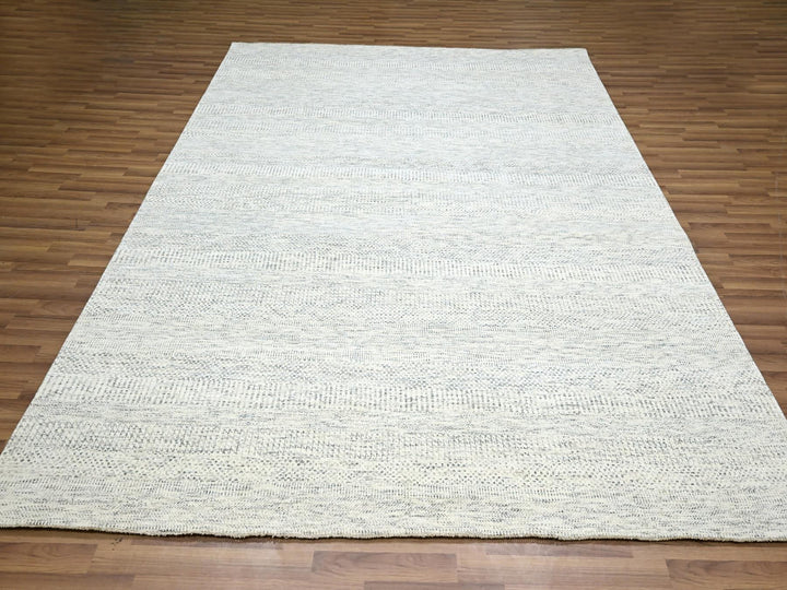 8'2" x 10'0" New Hand Knotted Ivory Wool Rectangle Oriental Rug - MOA10276147
