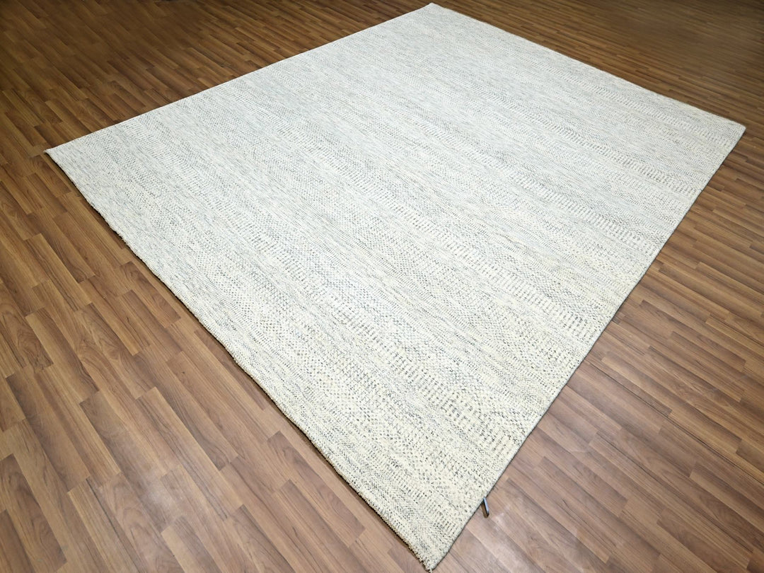 8'2" x 10'0" New Hand Knotted Ivory Wool Rectangle Oriental Rug - MOA10276147