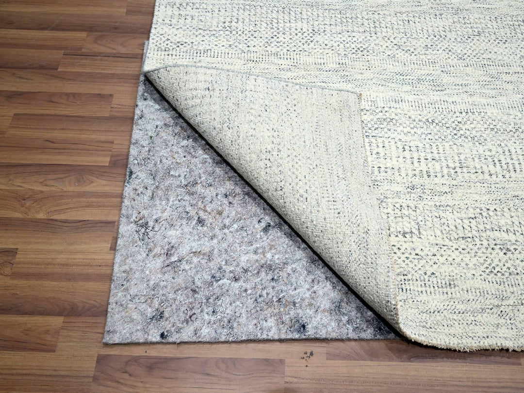 8'2" x 10'0" New Hand Knotted Ivory Wool Rectangle Oriental Rug - MOA10276147
