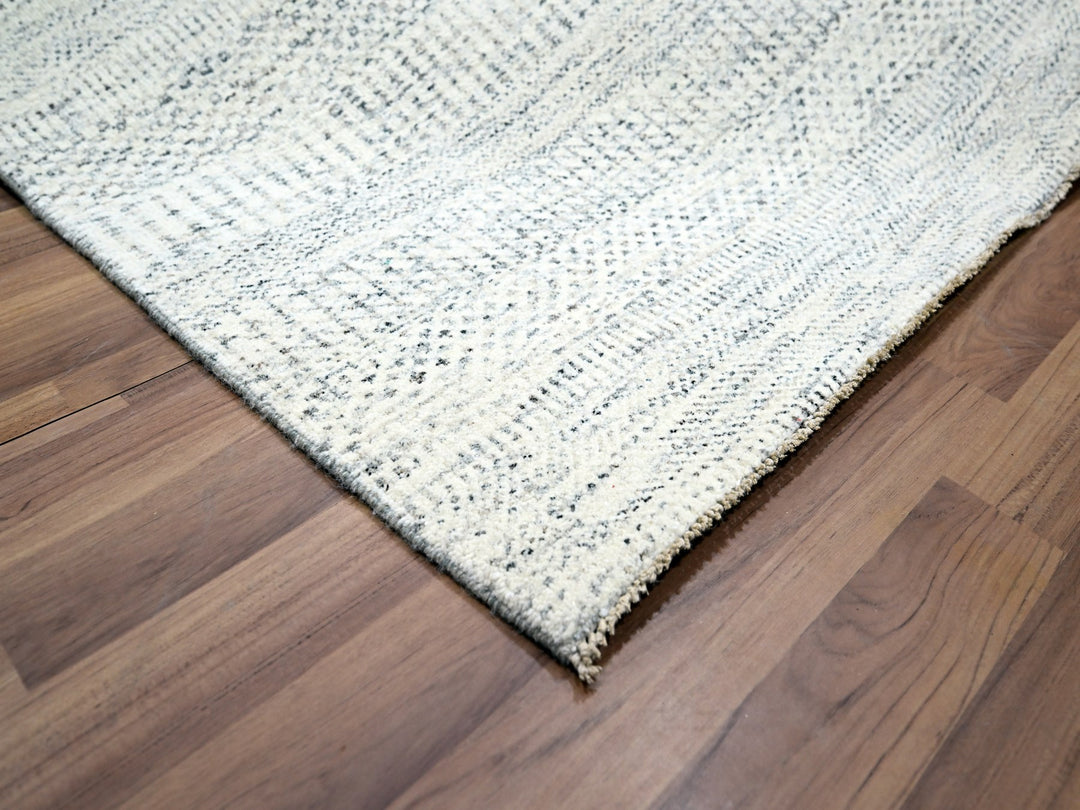 8'2" x 10'0" New Hand Knotted Ivory Wool Rectangle Oriental Rug - MOA10276147