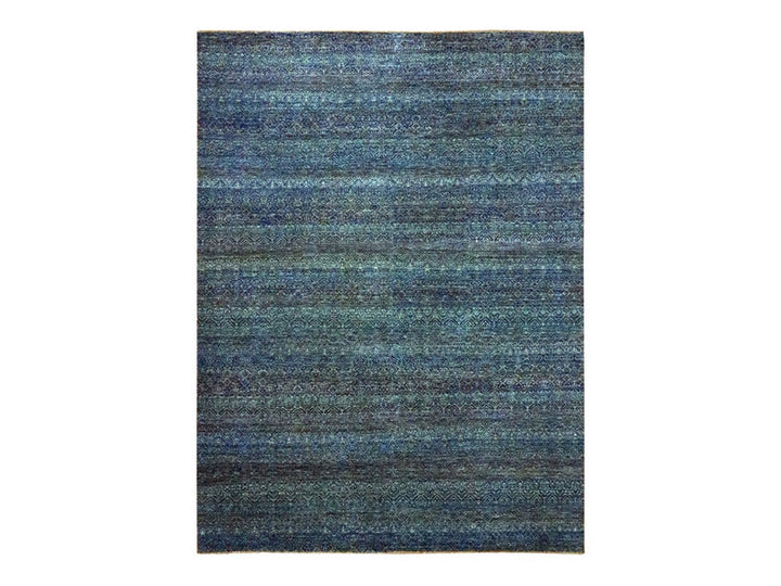 9'0" x 12'1" New Hand Knotted Blue Wool Rectangle Oriental Rug - MOA10276148