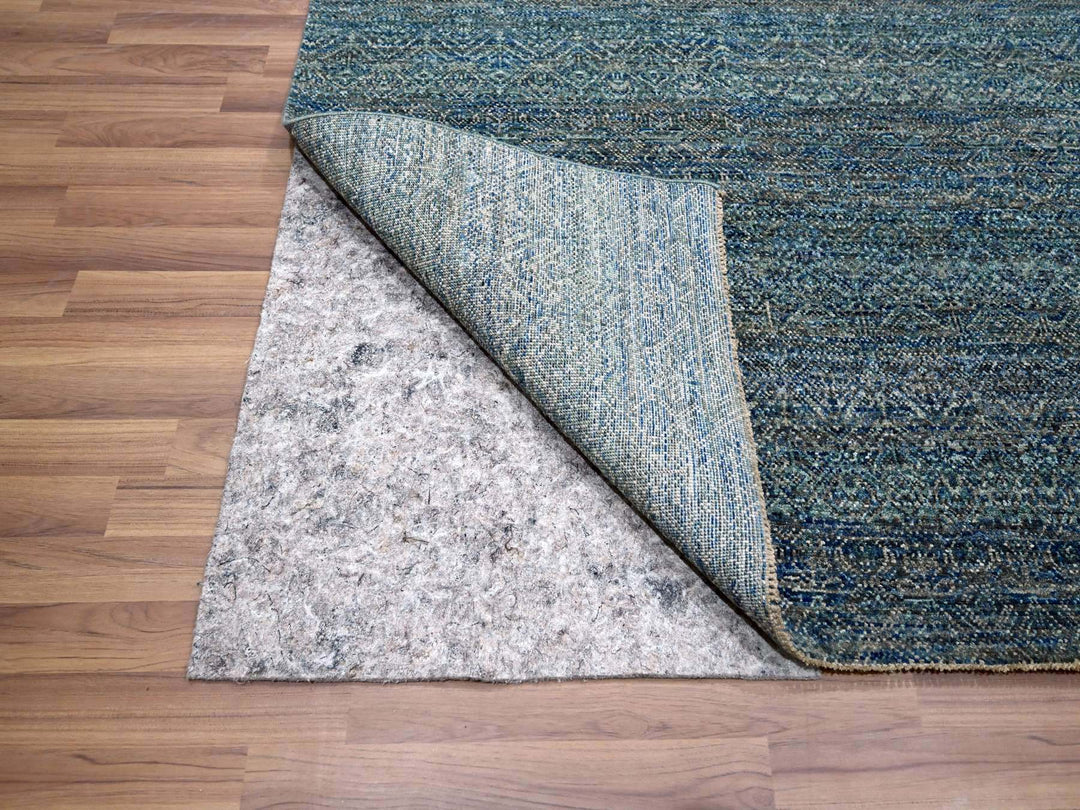 9'0" x 12'1" New Hand Knotted Blue Wool Rectangle Oriental Rug - MOA10276148