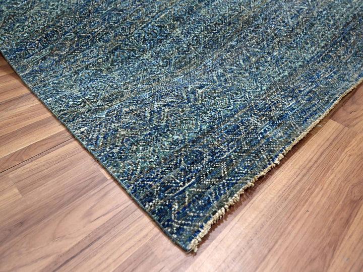 9'0" x 12'1" New Hand Knotted Blue Wool Rectangle Oriental Rug - MOA10276148