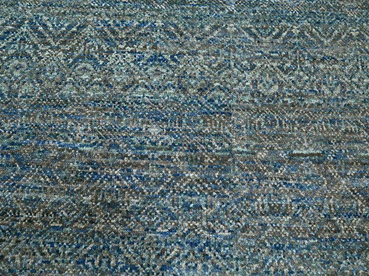 9'0" x 12'1" New Hand Knotted Blue Wool Rectangle Oriental Rug - MOA10276148