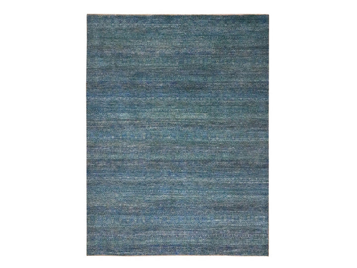 9'0" x 11'10" New Hand Knotted Blue Wool Rectangle Oriental Rug - MOA10276149