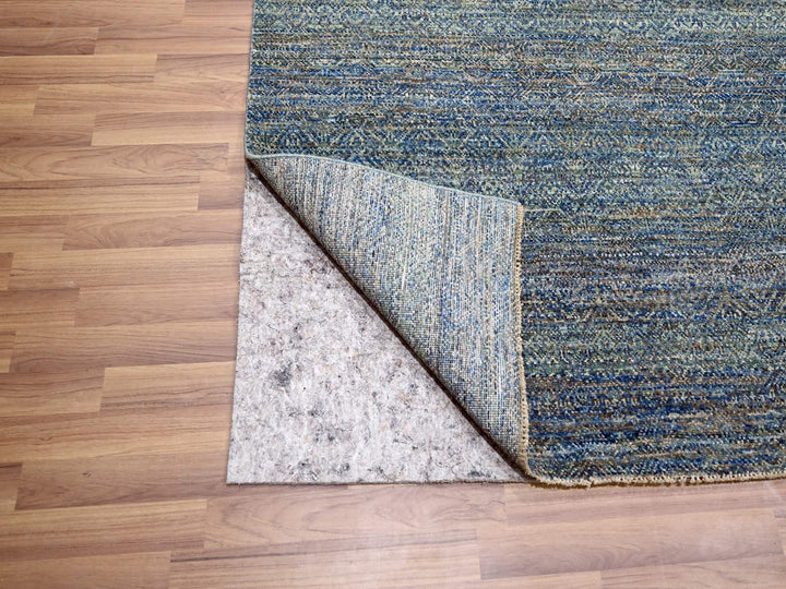 9'0" x 11'10" New Hand Knotted Blue Wool Rectangle Oriental Rug - MOA10276149