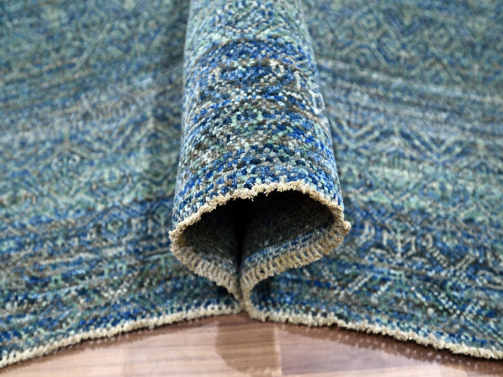 9'0" x 11'10" New Hand Knotted Blue Wool Rectangle Oriental Rug - MOA10276149