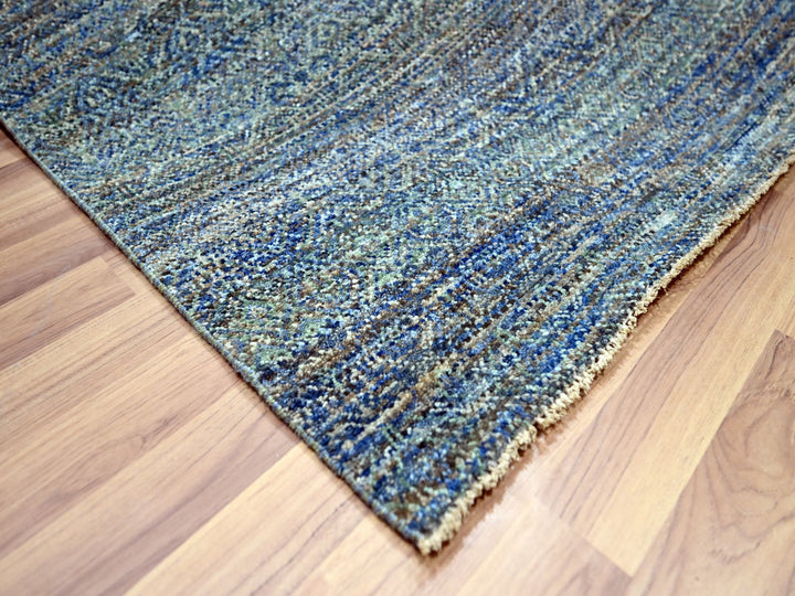 9'0" x 11'10" New Hand Knotted Blue Wool Rectangle Oriental Rug - MOA10276149