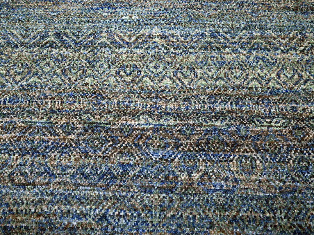 9'0" x 11'10" New Hand Knotted Blue Wool Rectangle Oriental Rug - MOA10276149