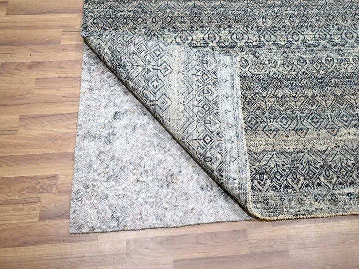 9'1" x 12'1" New Hand Knotted Grey Wool Rectangle Oriental Rug - MOA10276150