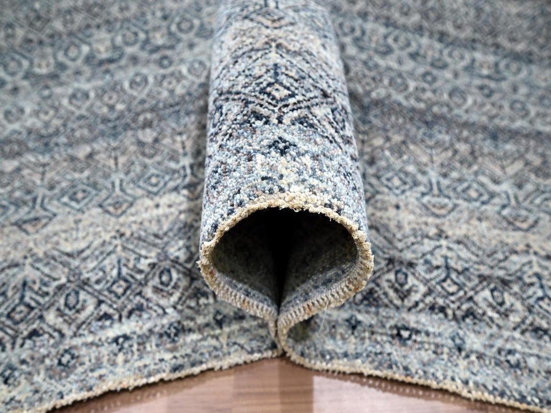 9'1" x 12'1" New Hand Knotted Grey Wool Rectangle Oriental Rug - MOA10276150