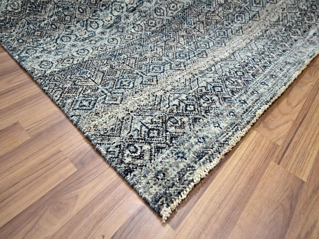 9'1" x 12'1" New Hand Knotted Grey Wool Rectangle Oriental Rug - MOA10276150