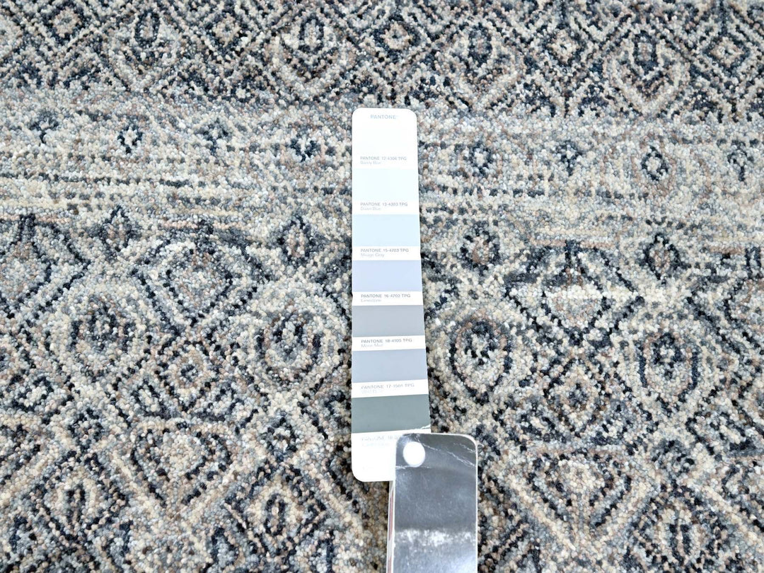 9'1" x 12'1" New Hand Knotted Grey Wool Rectangle Oriental Rug - MOA10276150