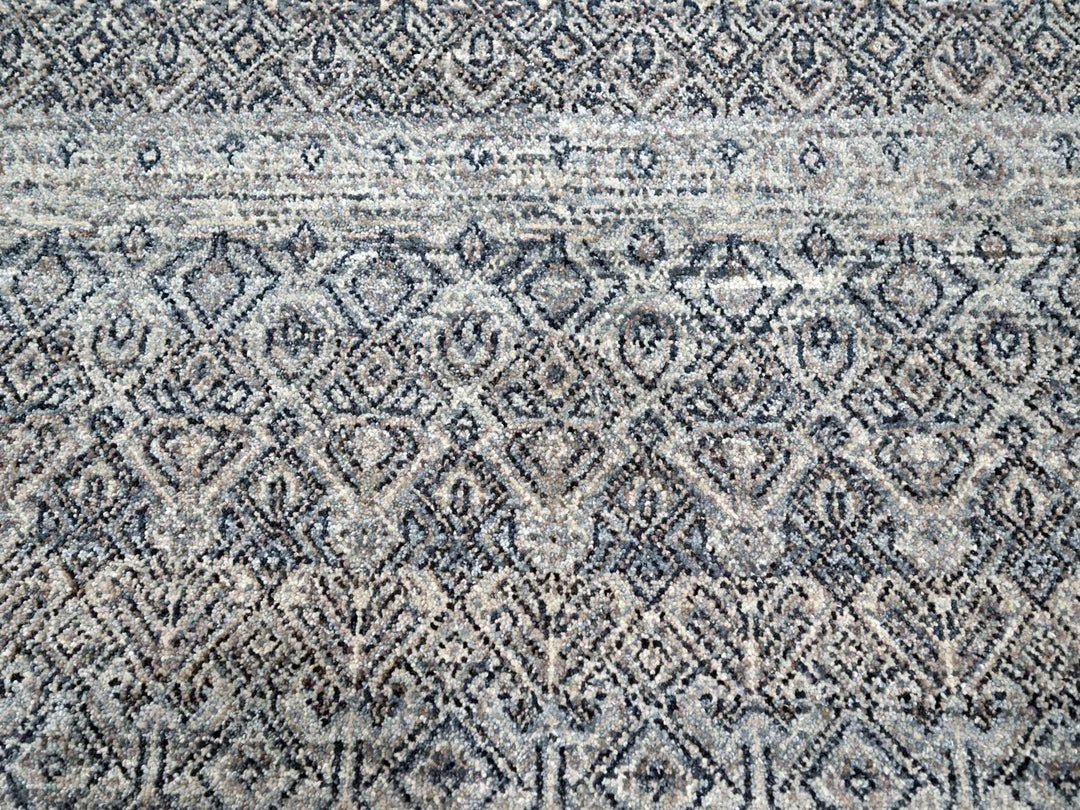 9'1" x 12'1" New Hand Knotted Grey Wool Rectangle Oriental Rug - MOA10276150