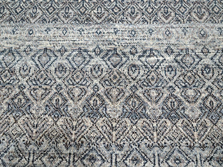 9'1" x 12'1" New Hand Knotted Grey Wool Rectangle Oriental Rug - MOA10276150