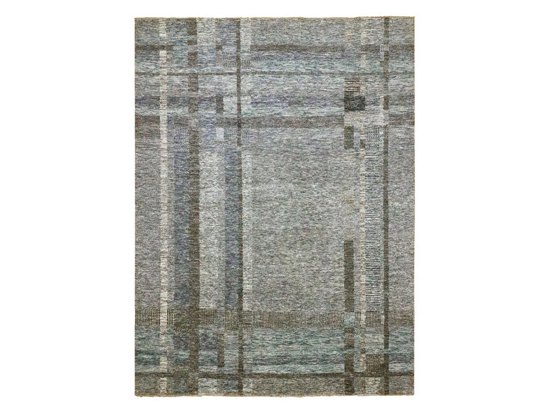 9'0" x 12'1" New Hand Knotted Blue Wool Rectangle Oriental Rug - MOA10276152