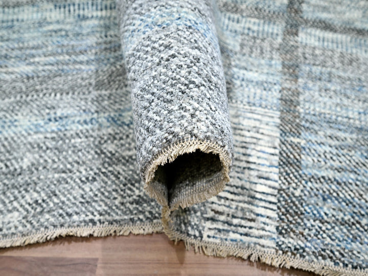 9'0" x 12'1" New Hand Knotted Blue Wool Rectangle Oriental Rug - MOA10276152