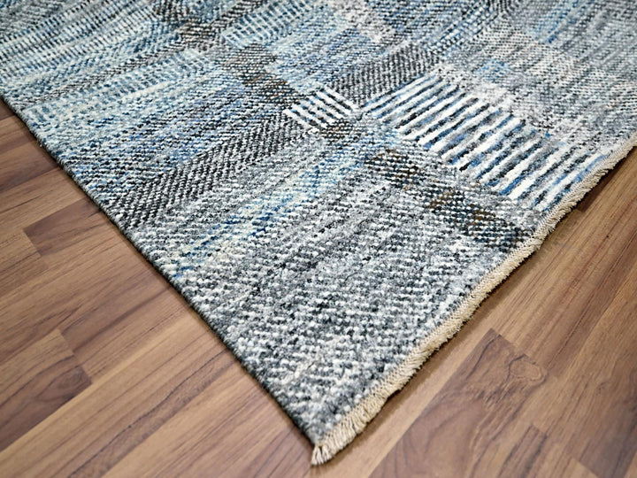 9'0" x 12'1" New Hand Knotted Blue Wool Rectangle Oriental Rug - MOA10276152