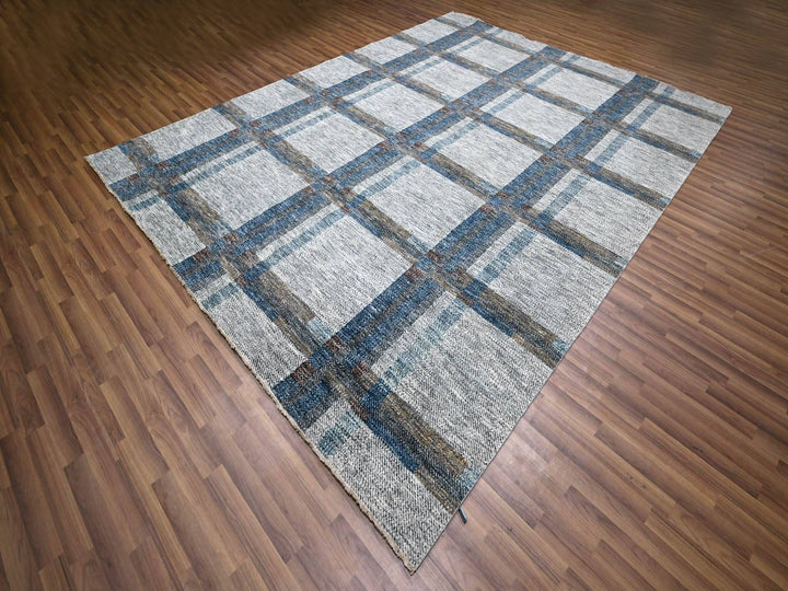 9'0" x 12'1" New Hand Knotted Ivory Wool Rectangle Oriental Rug - MOA10276153