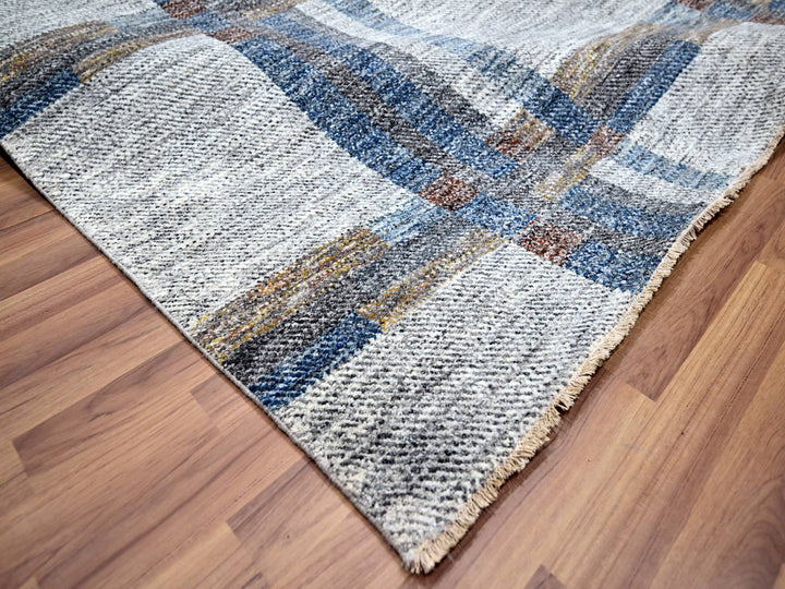 9'0" x 12'1" New Hand Knotted Ivory Wool Rectangle Oriental Rug - MOA10276153
