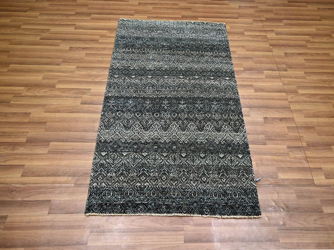 3'1" x 4'11" New Hand Knotted Grey Wool Rectangle Oriental Rug - MOA10276156