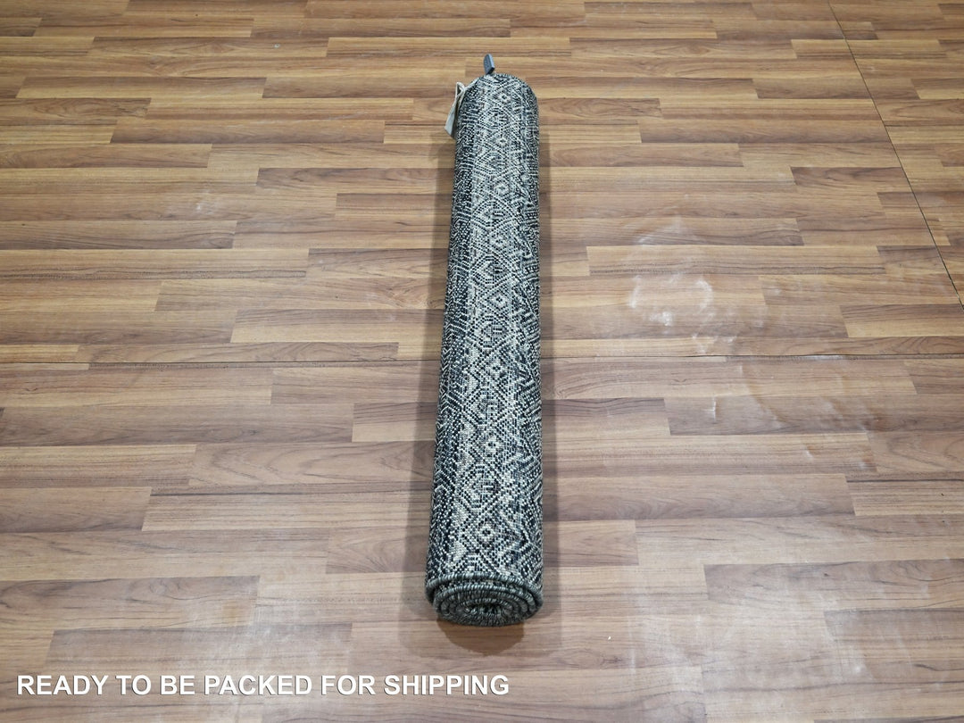 3'1" x 4'11" New Hand Knotted Grey Wool Rectangle Oriental Rug - MOA10276156
