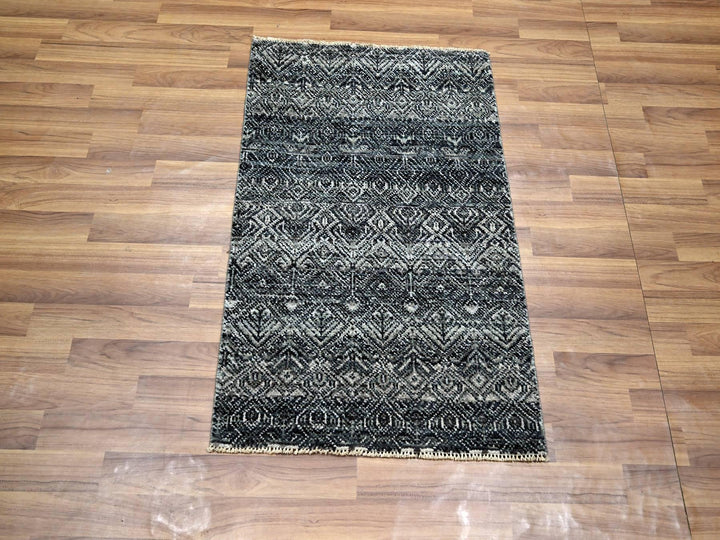 2'0" x 3'0" New Hand Knotted Grey Wool Rectangle Oriental Rug - MOA10276157
