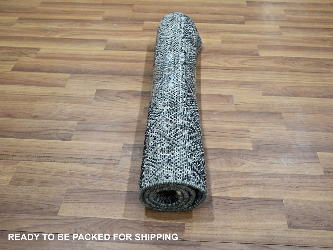 2'0" x 3'0" New Hand Knotted Grey Wool Rectangle Oriental Rug - MOA10276157